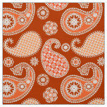 Paisley pattern, Mandarin Orange and White Fabric