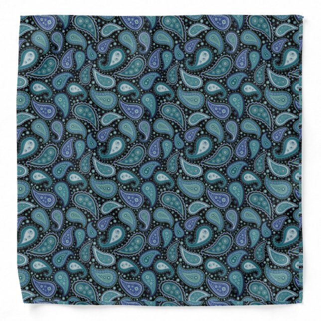 Paisley Pattern Navy Blue Simple Bandana (Front)