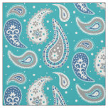 Paisley Pattern Navy Blue Teal Grey Fabric