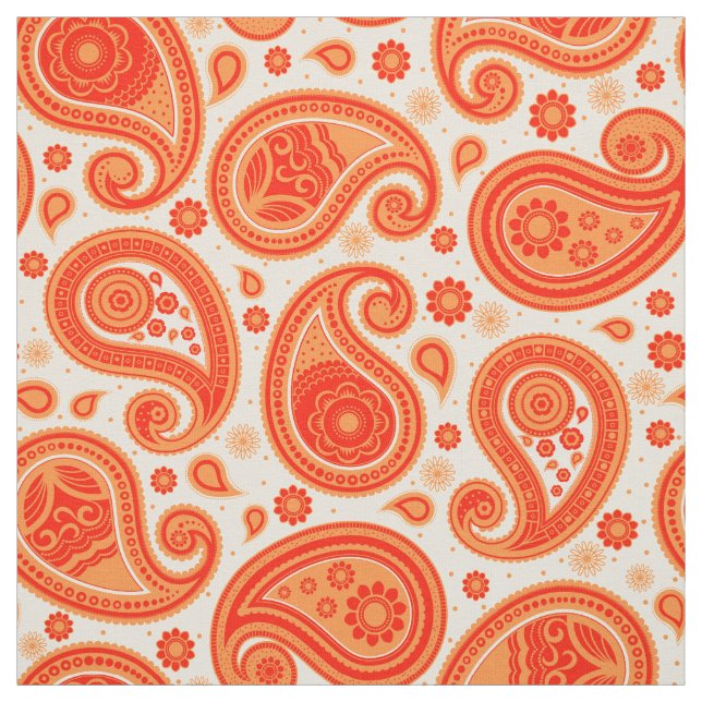Paisley pattern orange and red fabric (Swatch)