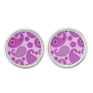 Paisley pattern, orchid and amethyst purple cufflinks