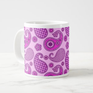 Paisley pattern, orchid and amethyst purple giant coffee mug