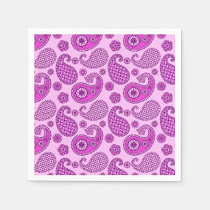 Paisley pattern, orchid and amethyst purple paper napkins