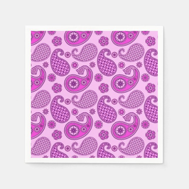 Paisley pattern, orchid and amethyst purple paper napkins (Front)