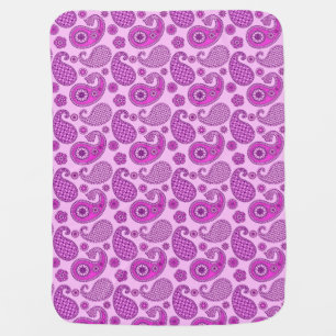 Paisley pattern, orchid and amethyst purple swaddle blanket