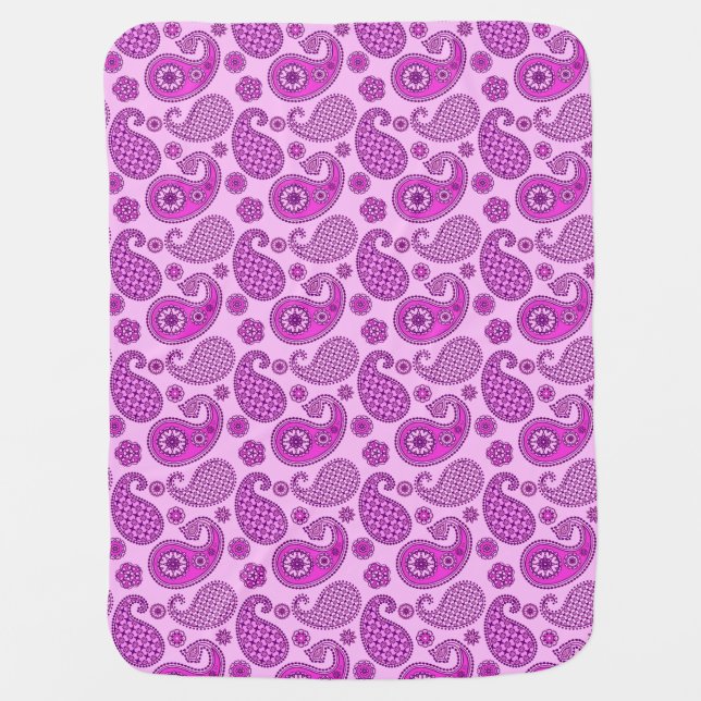 Paisley pattern, orchid and amethyst purple swaddle blanket (Front)