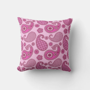 Paisley pattern, orchid and amethyst purple throw pillow