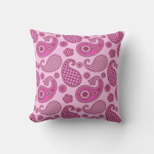 Paisley pattern orchid and amethyst purple throw pillow