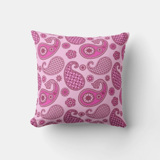 Paisley pattern, orchid and amethyst purple throw pillow (Front)