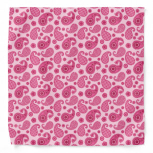 Paisley Pattern, Pastel Coral Pink and Fuchsia Bandana