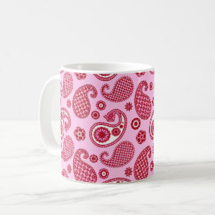 Paisley Pattern, Peppermint Pink and White Coffee Mug
