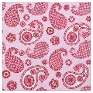 Paisley Pattern, Peppermint Pink and White  Fabric