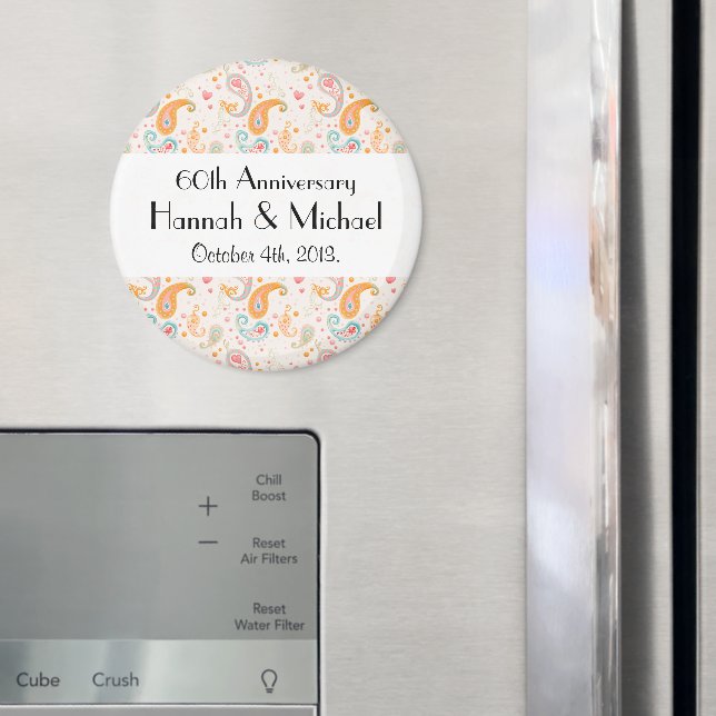 Paisley Pattern, Persian Paisley, Anniversary Magnet (In Situ (Fridge))