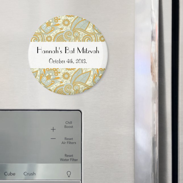 Paisley Pattern, Persian Paisley, Bat Mitzvah Magnet (In Situ (Fridge))