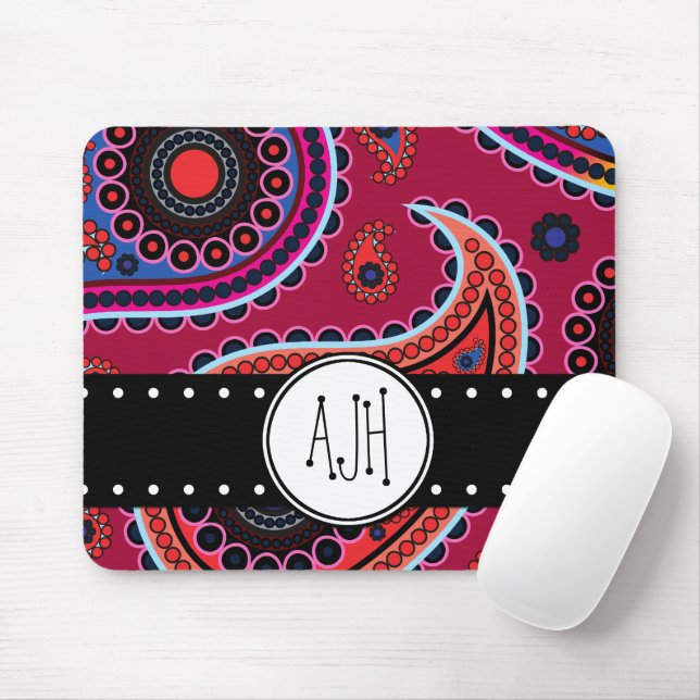 Paisley Pattern, Persian Paisley, Boteh, Monogram Mouse Pad (With Mouse)