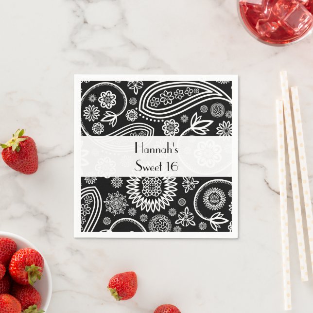 Paisley Pattern, Persian Paisley, Boteh, Sweet 16 Paper Napkins (Insitu)