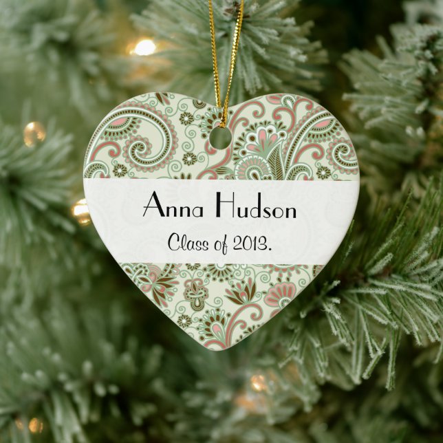 Paisley Pattern, Persian Paisley, Graduation Ceramic Ornament (Tree)