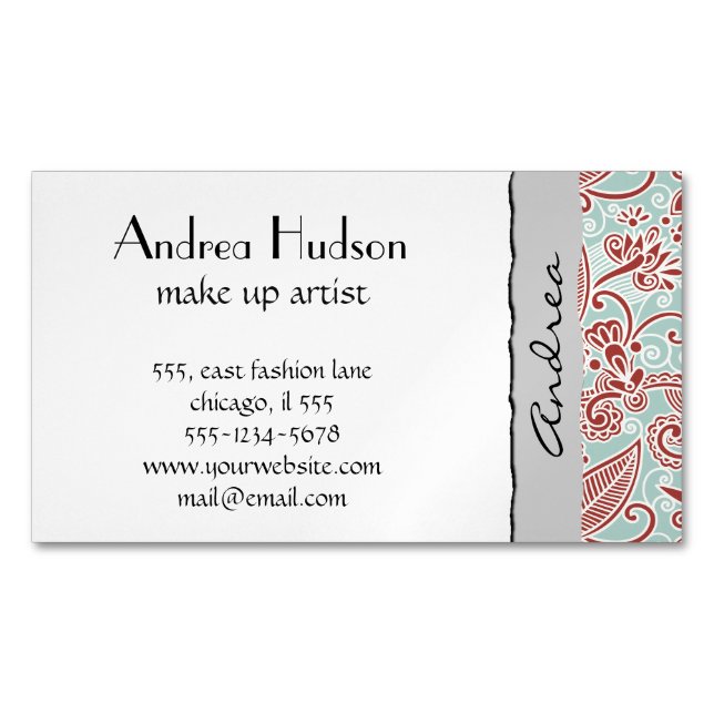 Paisley Pattern, Persian Paisley, Oriental Paisley Business Card Magnet (Front)