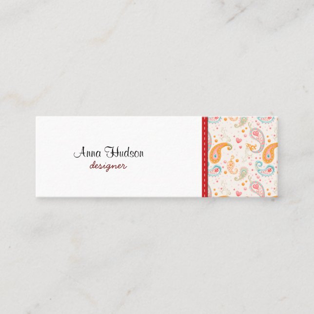 Paisley Pattern, Persian Paisley, Oriental Paisley Mini Business Card (Front)