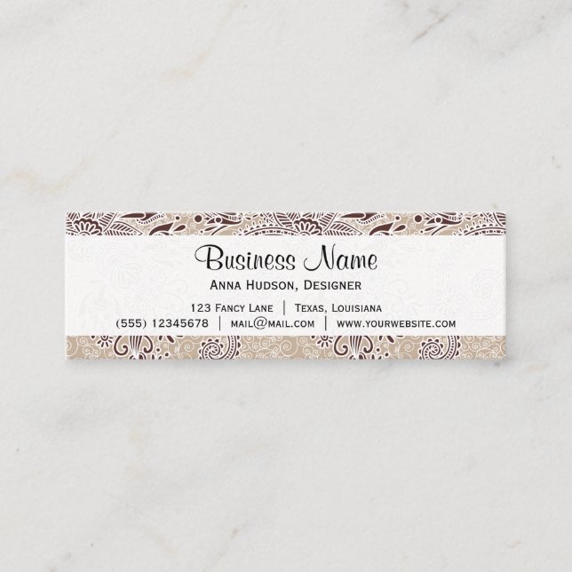 Paisley Pattern, Persian Paisley, Oriental Paisley Mini Business Card (Front)