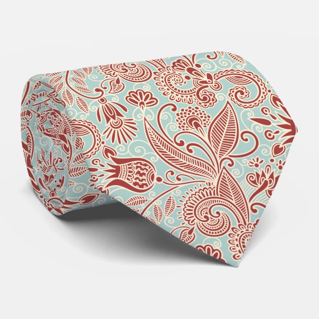 Paisley Pattern, Persian Paisley, Oriental Paisley Neck Tie (Rolled)