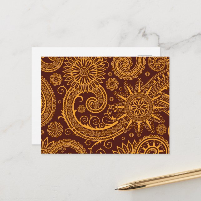 Paisley Pattern, Persian Paisley, Oriental Paisley Postcard (Front/Back In Situ)
