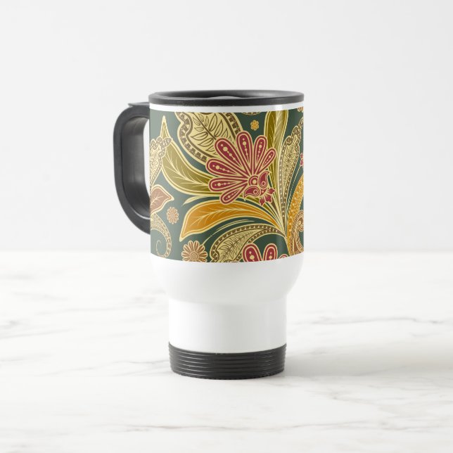 Paisley Pattern, Persian Paisley, Oriental Paisley Travel Mug (Front Left)