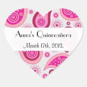 Paisley Pattern, Persian Paisley, Quinceanera Heart Sticker