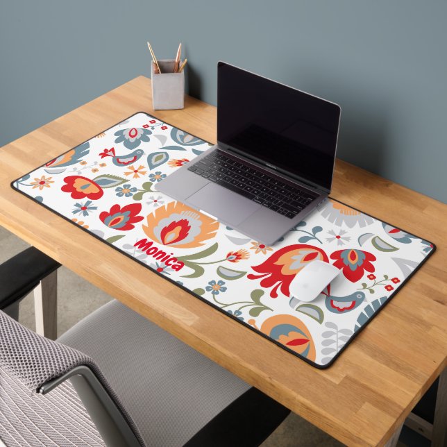 Paisley Pattern Personalized Script Name  Desk Mat (Office 2)