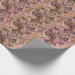 Paisley Pattern Plum Pink Green Wrapping Paper