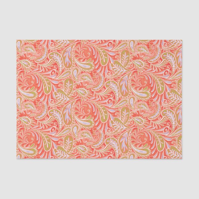 Paisley Pattern Red and Green Tissue Paper (Front)