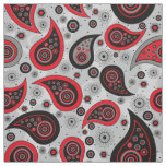 Paisley pattern red black and grey elegant fabric