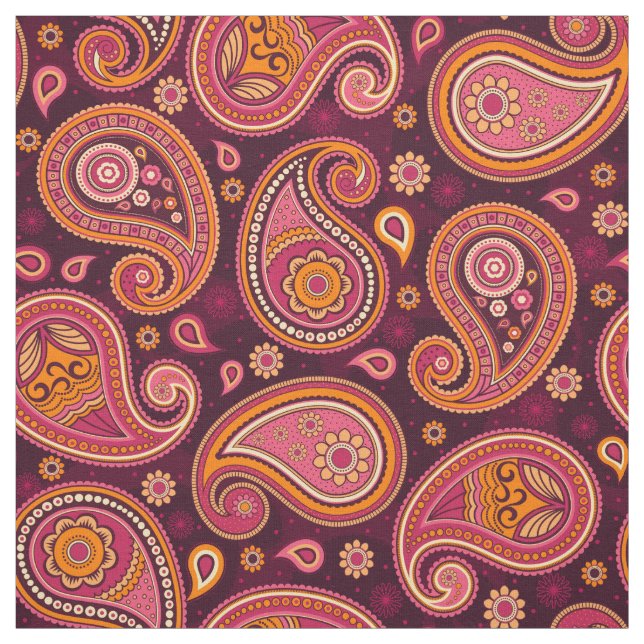 Paisley pattern red pink and maroon color fabric (Swatch)