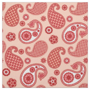 Paisley Pattern, Shades of Coral Orange  Fabric