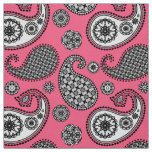 Paisley pattern, shades of grey on pink fabric