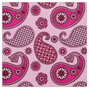 Paisley pattern, shades of light to deep pink fabric