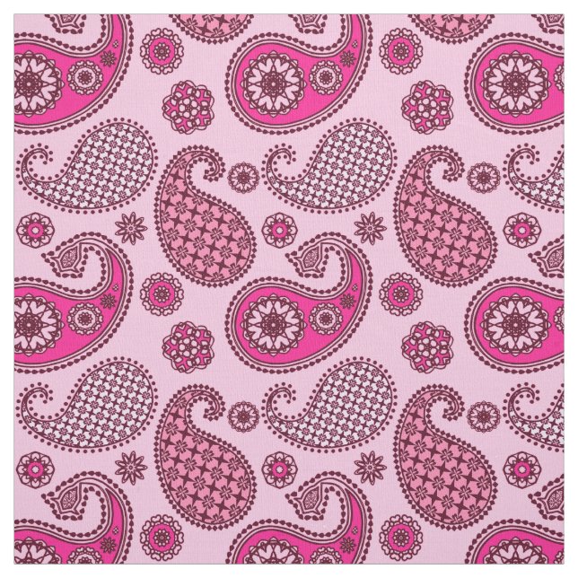 Paisley pattern, shades of light to deep pink fabric (Swatch)