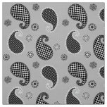 Paisley pattern, silver grey, black and white fabric