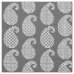 Paisley pattern, silver grey / gray and white fabric