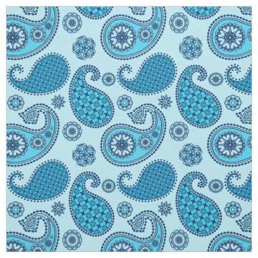 Paisley pattern, sky and cobalt blue fabric