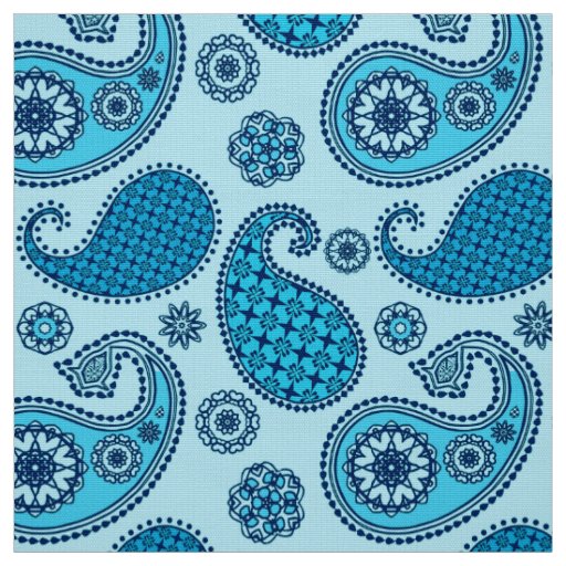 Paisley pattern, sky and cobalt blue fabric