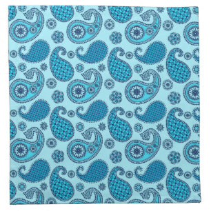 Paisley pattern, sky and cobalt blue napkin
