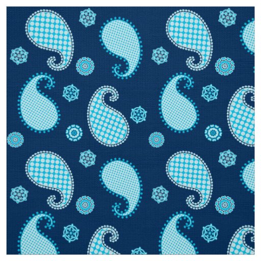Paisley pattern, sky blue and cobalt fabric
