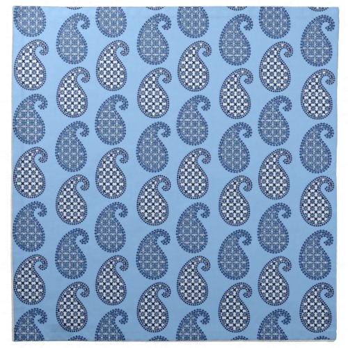 Paisley pattern sky blue navy and white napkin