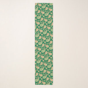 Paisley pattern, Soft Gold on Emerald Green Scarf