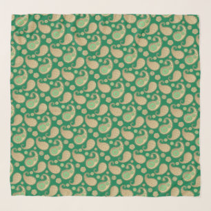 Paisley pattern, Soft Gold on Emerald Green Scarf