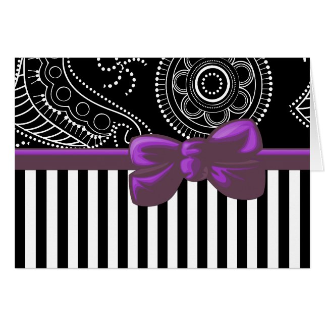 Paisley Pattern, Stripes, Lines, Black and White Cards (Front Horizontal)