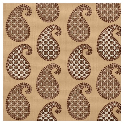 Paisley pattern, tan, cream and chocolate fabric