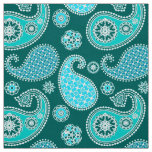 Paisley pattern, Teal, Aqua and White Fabric