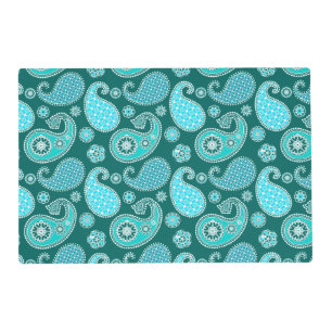 Paisley pattern, Teal, Aqua and White Placemat